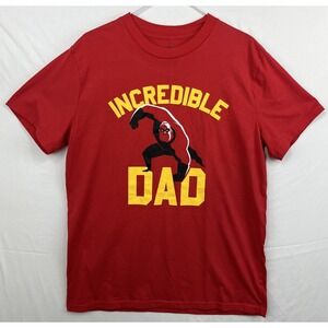 EUC Disney Pixar The Incredibles Mens Red Incredible Dad Graphic T-Shirt Size L